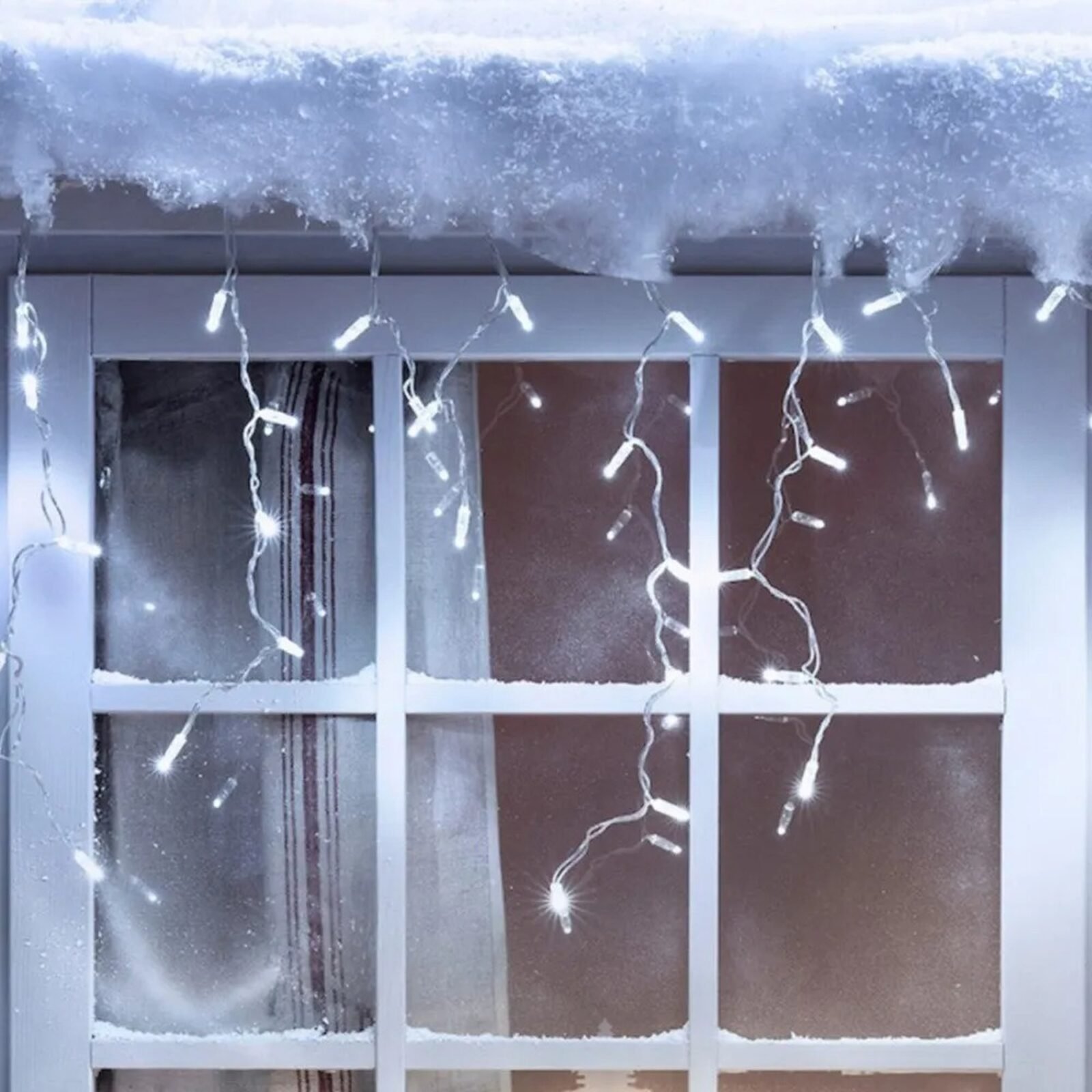 LUZ LLUVIA FRIA X 100 LED FIJA CABLE BLANCO - Imagen 5