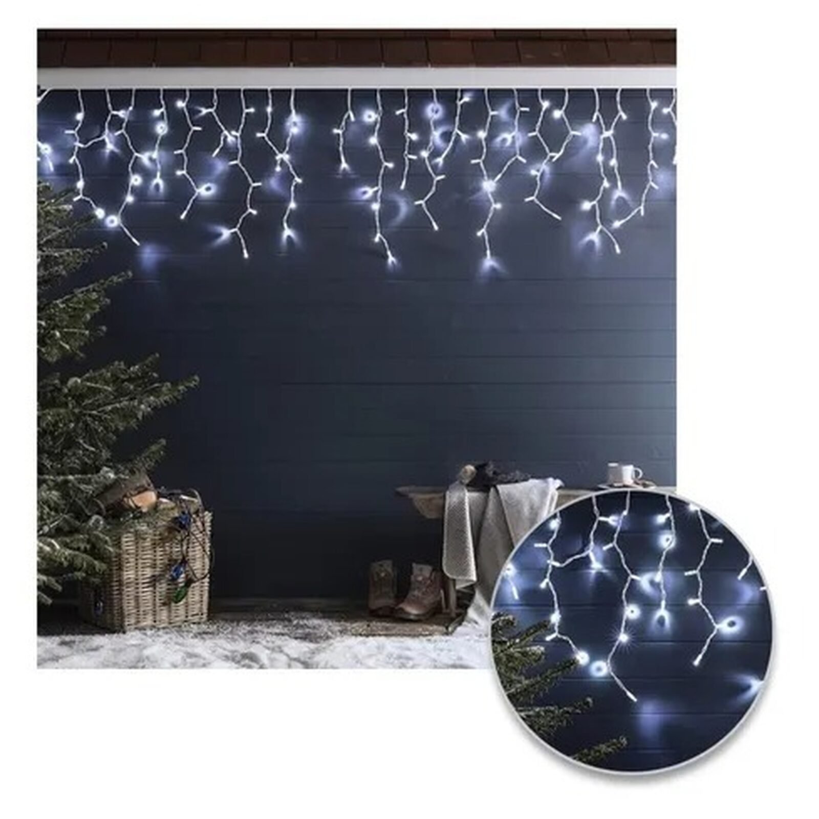 LUZ LLUVIA FRIA X 100 LED FIJA CABLE BLANCO - Imagen 7