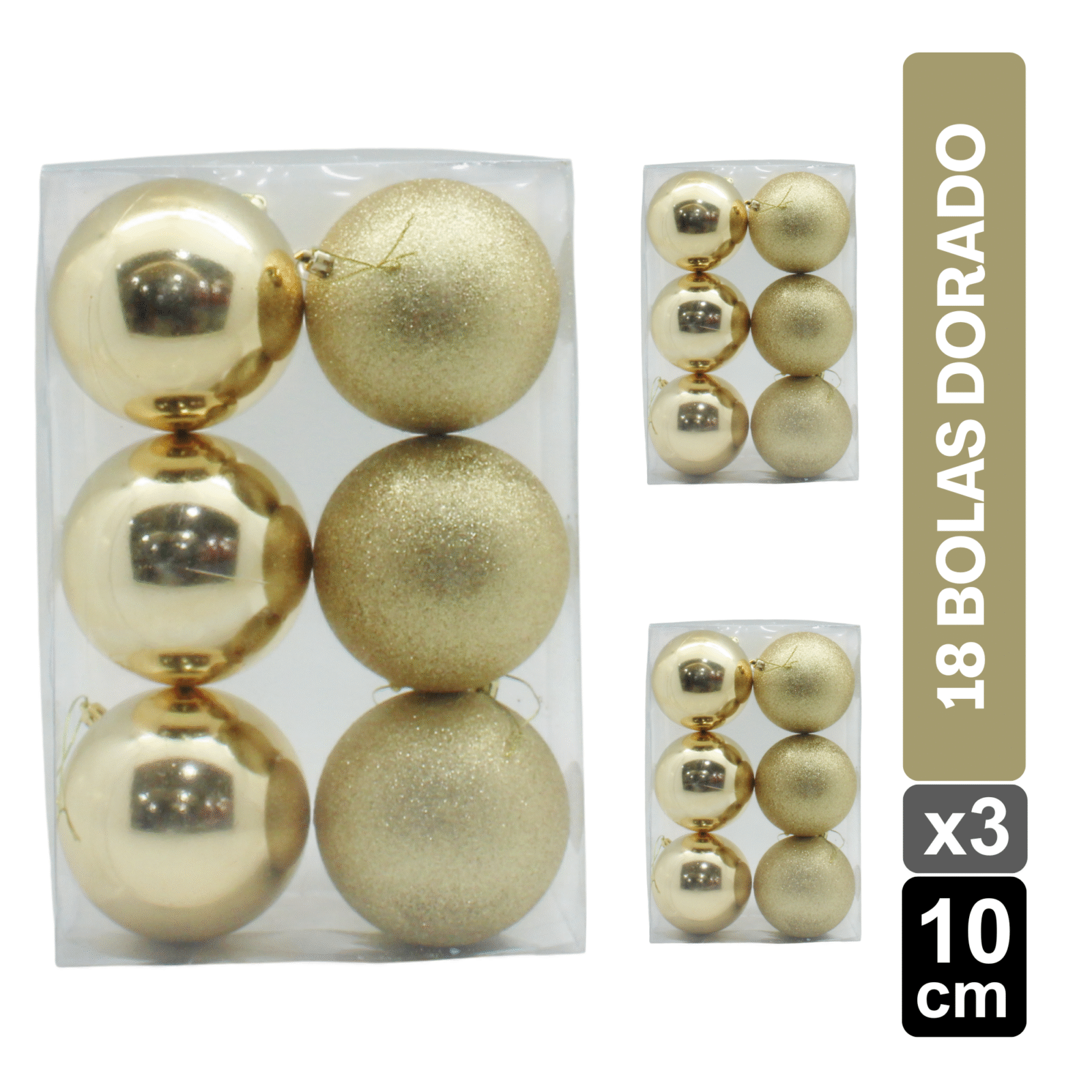 SET BOLAS NAVIDEÑAS X18 DORADO BRILLANTE/ESCARCHADO 10 CM