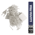 LUZ LLUVIA FRIA X 100 LED FIJA CABLE BLANCO