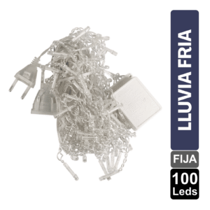 LUZ LLUVIA FRIA X 100 LED FIJA CABLE BLANCO