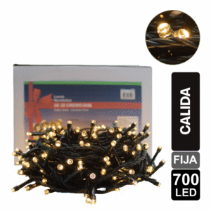 LUZ NAVIDEÑA CALIDA X 700 LED FIJA CABLE VERDE
