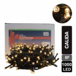 LUZ NAVIDEÑA CALIDA X 1000 LED 8 FUNCIONES CABLE VERDE