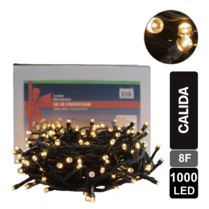 LUZ NAVIDEÑA CALIDA X 1000 LED 8 FUNCIONES CABLE VERDE