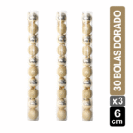 TUBOS BOLAS X30 DORADO BRILLANTE/ESCARCHADO 6 CM