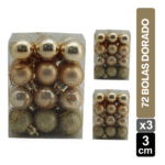 CAJAS BOLAS NAVIDEÑAS X72 DORADO BRILLANTE/ESCARCHADO 3 CM