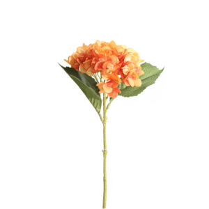 HORTENCIA 48 CM CON 2 HOJAS 16 CM NARANJA