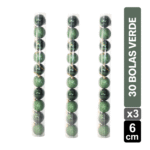 TUBOS BOLAS X30 VERDE ESMERALDA BRILLANTE/ESCARCHADO 6 CM