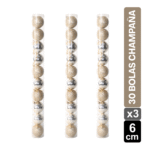 TUBOS BOLAS NAVIDEÑAS X30 CHAMPAÑA BRILLANTE/ESCARCHADO 6 CM