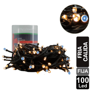 LUZ NAVIDEÑA CALIDA - FRIA X 100 LED FIJA CABLE VERDE