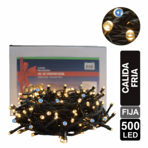 LUZ NAVIDEÑA CALIDA - FRIA X 500 LED FIJA CABLE VERDE