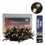LUZ NAVIDEÑA CALIDA - FRIA X 1000 LED FIJA CABLE VERDE