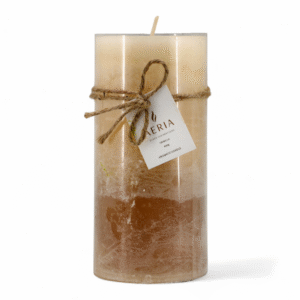 VELA AROMATICA TRICOLOR CREMA 15CM VAINILLA
