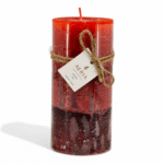 VELA AROMATICA TRICOLOR ROJO 15CM CINNAMON