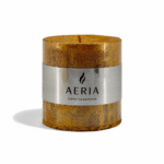 VELA DORADA CON ADORNO METALICO 7.5CM