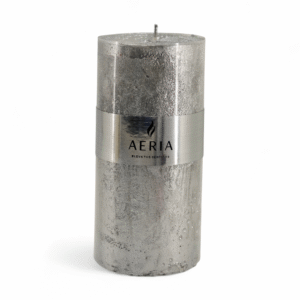 VELA PLATEADA CON ADORNO METALICO 15CM