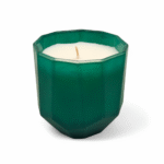 VELA BLANCA EN CRISTAL 9CM - VERDE CON AROMA TROPICAL RAINFOREST