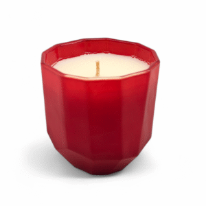 VELA BLANCA EN CRISTAL 9CM - ROJA CON AROMA CINNAMON