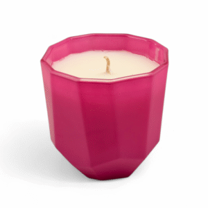 VELA BLANCA EN CRISTAL 9CM - MORADO CON AROMA BERRY