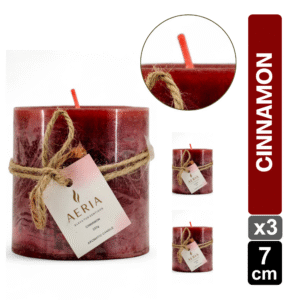 SET X3 VELAS RUSTICAS ROJA 7.5CM AROMA CINNAMON