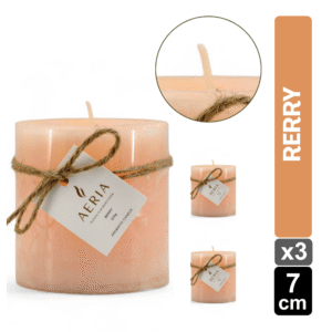 SET X3 VELAS RUSTICAS ROSADA 7.5CM AROMA BERRY