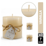 SET X3 VELAS RUSTICAS CREMA 7.5CM AROMA VAINILLA