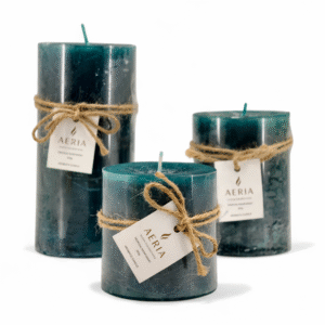 SET VELAS RUSTICAS VERDE 7.5CM, 10CM, 15CM TROPICAL