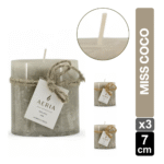 SET X3 VELAS RUSTICAS CAFÉ 7.5CM AROMA MISS COCO