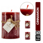 SET X3 VELAS RUSTICAS ROJAS 10CM AROMA CINNAMON
