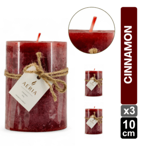 SET X3 VELAS RUSTICAS ROJAS 10CM AROMA CINNAMON