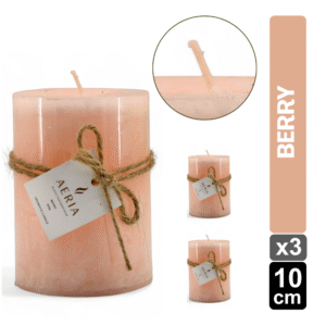 SET X3 VELAS RUSTICAS ROSADA 10CM AROMA BERRY