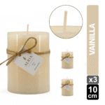 SET X3 VELAS RUSTICAS CREMA 10CM AROMA VAINILLA