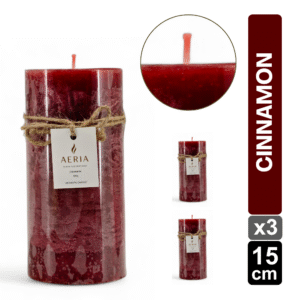 SET X3 VELAS RUSTICAS ROJA 15CM AROMA CINNAMON