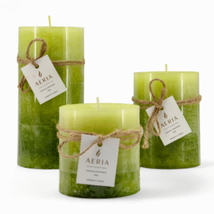 SET VELAS TRICOLOR VERDE 7.5CM, 10CM, 15CM TROPICAL