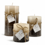 SET VELAS TRICOLOR CAFE 7.5CM, 10CM, 15CM AROMA MISS COCO