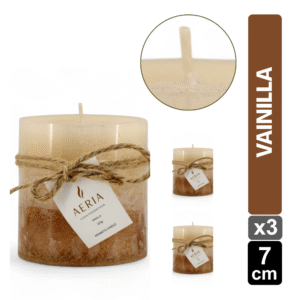 SET X3 VELAS TRICOLOR CREMA 7.5CM AROMA VAINILLA