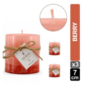 SET X3 VELAS TRICOLOR ROSADO 7.5CM AROMA BERRY
