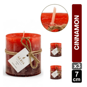 SET X3 VELAS TRICOLOR ROJO 7.5CM AROMA CINNAMON