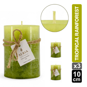 SET X3 VELAS TRICOLOR VERDE 10CM AROMA TROPICAL RAINFOREST