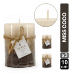 SET X3 VELAS TRICOLOR CAFE 10CM AROMA MISS COCO