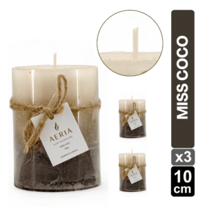 SET X3 VELAS TRICOLOR CAFE 10CM AROMA MISS COCO