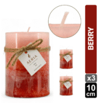 SET X3 VELAS TRICOLOR ROSADO 10CM AROMA BERRY