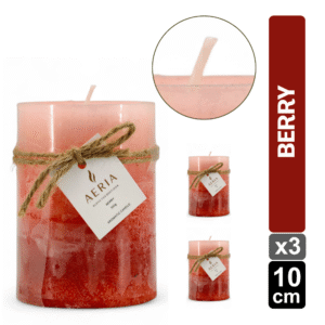 SET X3 VELAS TRICOLOR ROSADO 10CM AROMA BERRY