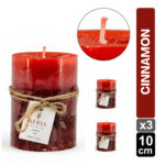 SET X3 VELAS TRICOLOR ROJO 10CM AROMA CINNAMON