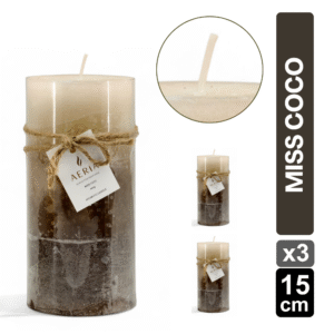 SET X3 VELAS TRICOLOR CAFE 15CM AROMA MISS COCO