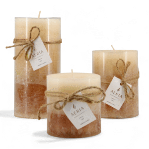 SET VELAS TRICOLOR CREMA 7.5CM, 10CM, 15CM AROMA VAINILLA