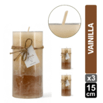 SET X3 VELAS TRICOLOR CREMA 15CM AROMA VAINILLA