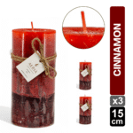 SET X3 VELAS TRICOLOR ROJO 15CM AROMA CINNAMON