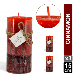 SET X3 VELAS TRICOLOR ROJO 15CM AROMA CINNAMON
