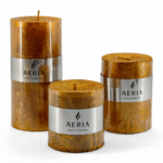 SET VELAS DORADA CON ADORNO PLATEADO 7.5CM, 10CM, 15CM